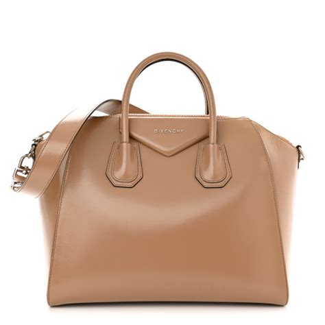 givenchy antigona medium shiny fashionphile dark beige|Antigona .